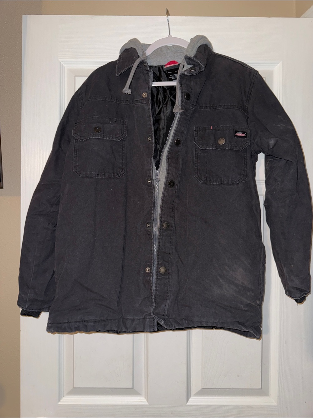 Dickies Black Hooded Military-Style Work Jacket